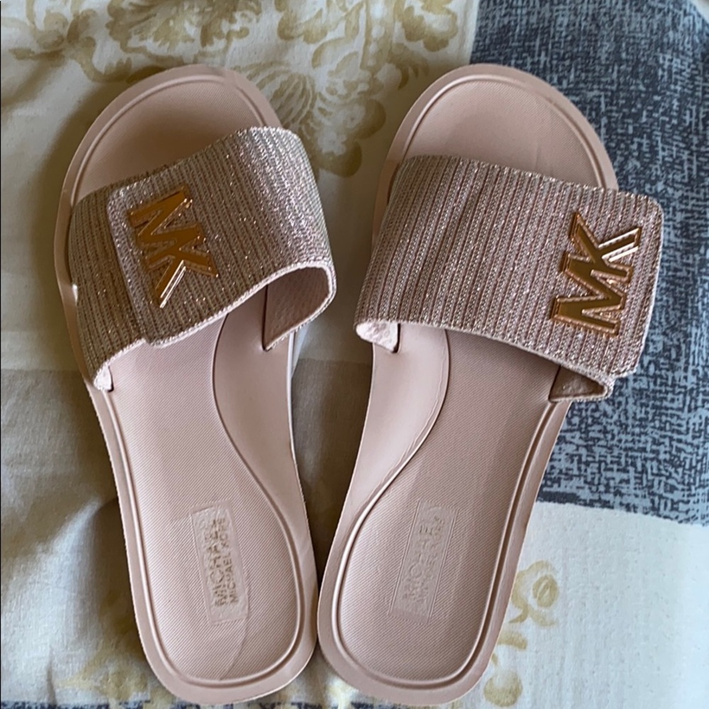 Rose gold Michael Kors Slides
